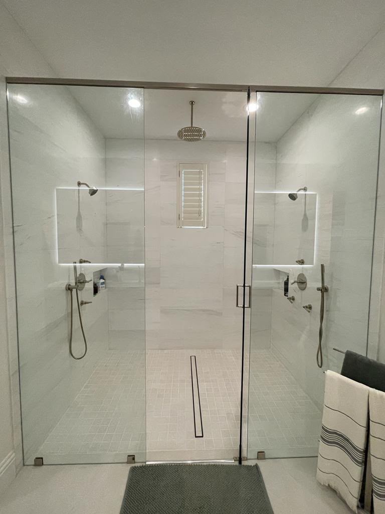 Double Walk-In Shower — Glass and Rain Head