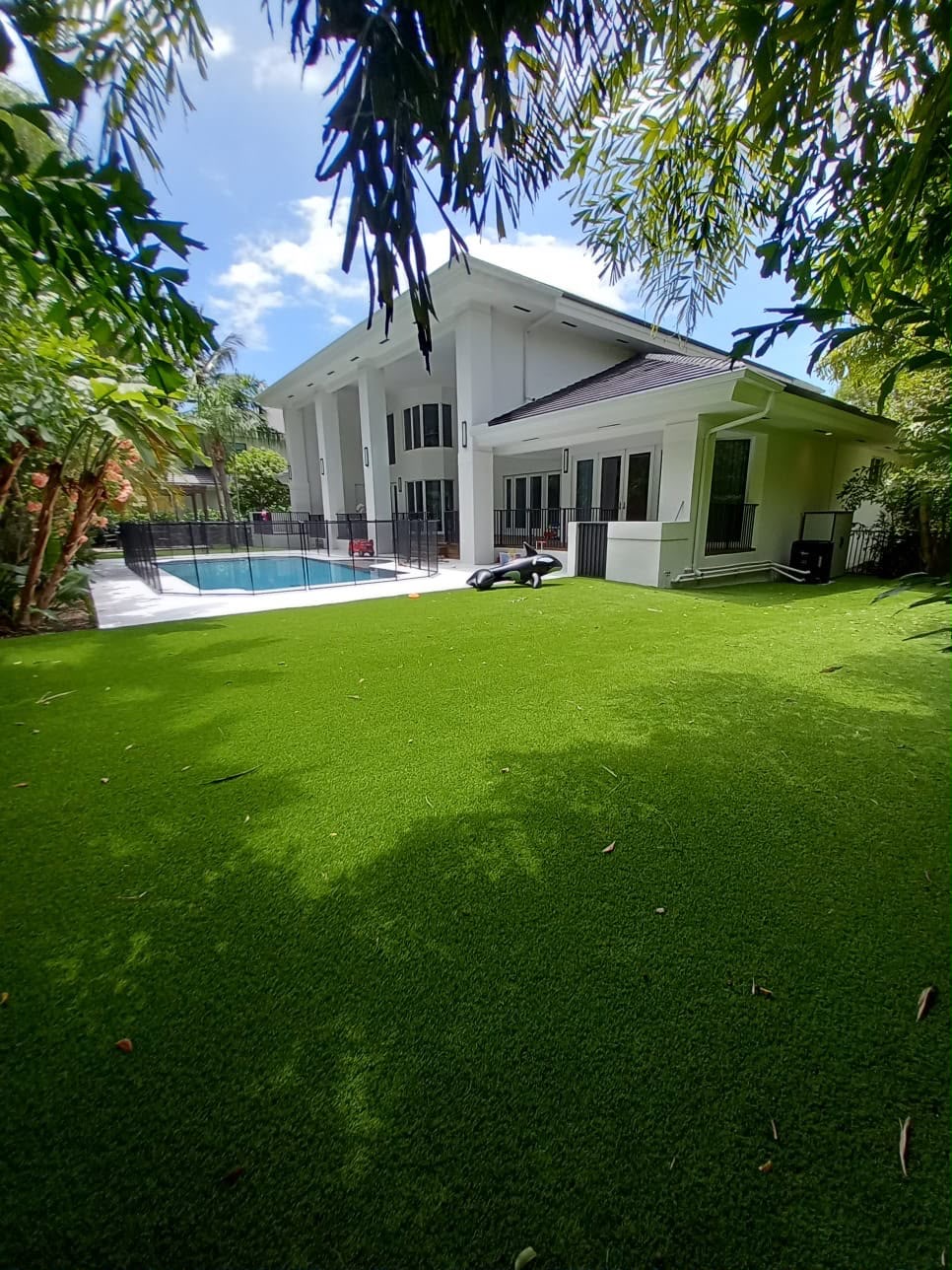 Exterior Repaint and Turf — Poolside Home